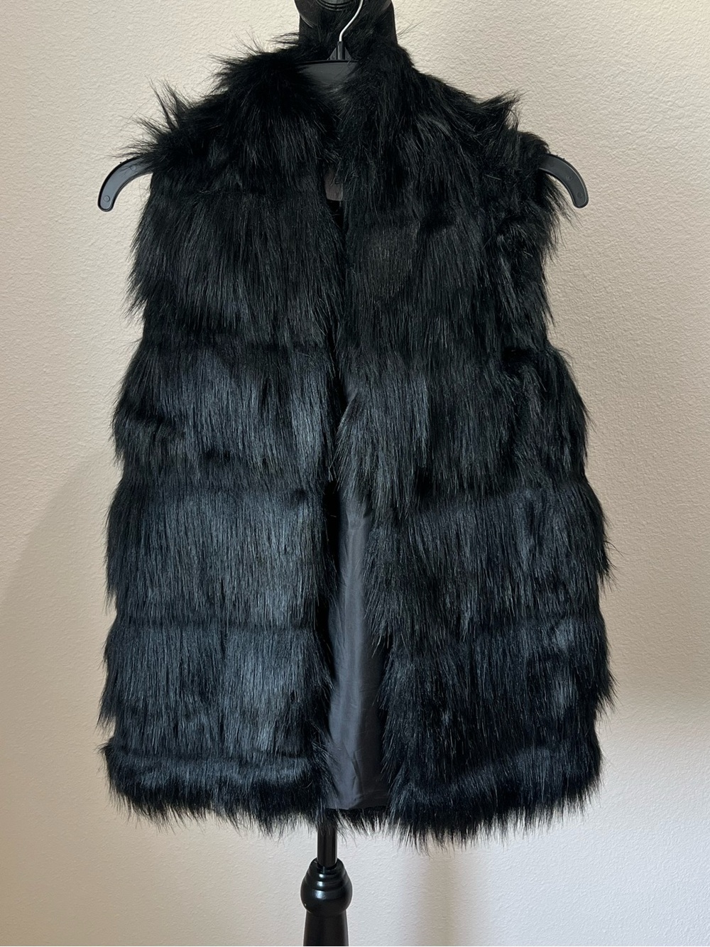 BCBGeneration Black Faux Fur Vest with Hidden Hook Closure Size XS